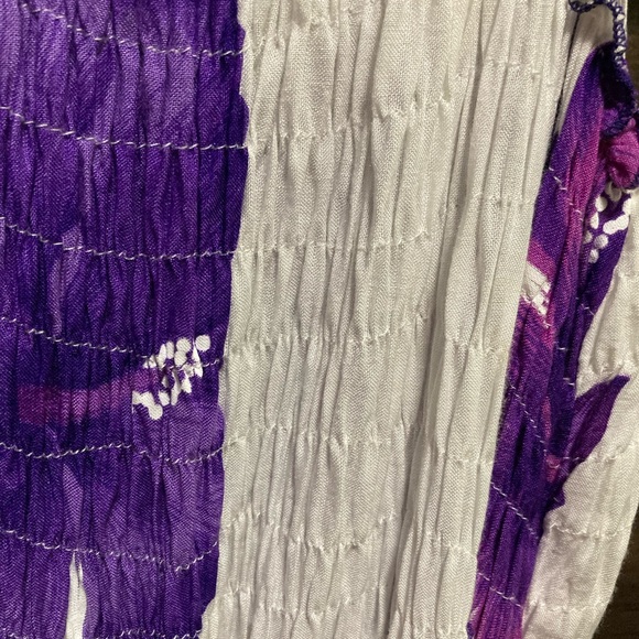 Purple and white sundress, Flowy, Boho, hippie, ruffles, elastic straps & bodice - Picture 5 of 12